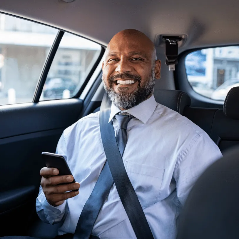 Passager assis dans l'un des taxis de taxi val de marne